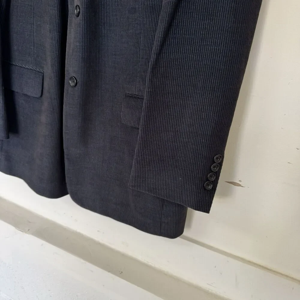 Perry Ellis Sport Coat Blazer Navy Corduroy Suit Jacket Cotton 42 Regular